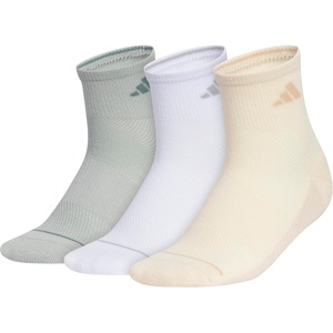 adidas Womens All Day Training Workout Socks (3 Pairs) Multiple Heights(Wonder Sage Green/White/Crystal Linen Beige/Quarter)