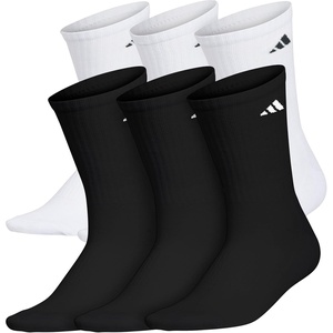 adidas Women’s Athletic Cushioned Crew Socks (6 Pairs) Durable & Comfortable(White/Black/White)