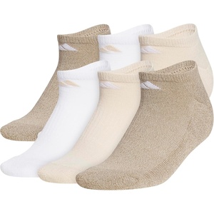 adidas Women’s Athletic Cushioned No Show Socks (6 Pairs) Durable & Comfortable(Khaki Three/White/Crystal Linen Beige)