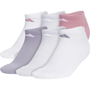 adidas Women’s Athletic Cushioned No Show Socks (6 Pairs) Durable & Comfortable(Magic Mauve Purple/White/Clear Onix Grey)