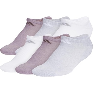 adidas Women’s Athletic Cushioned No Show Socks (6 Pairs) Durable & Comfortable(Preloved Fig Purple/Clear Onix Grey/White)