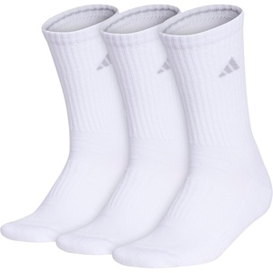 adidas Women’s Cushioned Crew Socks (3 Pairs) Durable & Comfortable(White/Clear Onix Grey/3)