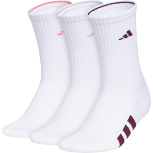 adidas Women’s Cushioned Crew Socks (3 Pairs) Durable & Comfortable(White/Pure Turbo Pink/Clear Onix Grey/4)