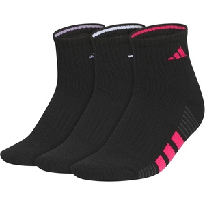 adidas Women’s Cushioned Quarter Ankle Socks (3 Pairs) Durable & Comfortable(Black/Magic Lilac Purple/Power Pink/4)