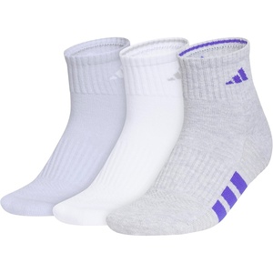adidas Women’s Cushioned Quarter Ankle Socks (3 Pairs) Durable & Comfortable(Frozen Purple/Clear Onix Grey/Solar Purple/4)