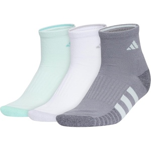 adidas Women’s Cushioned Quarter Ankle Socks (3 Pairs) Durable & Comfortable(Halo Mint Green/White/Grey/3)