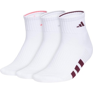 adidas Women’s Cushioned Quarter Ankle Socks (3 Pairs) Durable & Comfortable(White/Pure Turbo Pink/Clear Onix Grey/4)