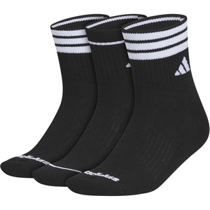 adidas Women’s Cushioned Sport High Quarter Socks (3 Pairs) Durable & Comfortable(Black/White/3-stripe/4)