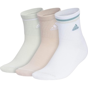 adidas Women’s Cushioned Sport High Quarter Socks (3 Pairs) Durable & Comfortable(Linen Green/Wonder Beige/White/2)