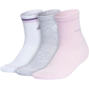 adidas Women’s Cushioned Sport High Quarter Socks (3 Pairs) Durable & Comfortable(Orchid Fusion Purple/Cool Light Heather/White/2)