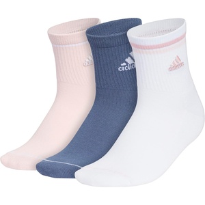 adidas Women’s Cushioned Sport High Quarter Socks (3 Pairs) Durable & Comfortable(Sandy Pink/Preloved Ink Blue/White/2)