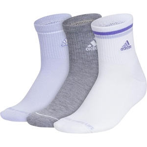 adidas Women’s Cushioned Sport High Quarter Socks (3 Pairs) Durable & Comfortable(Violet Tone Purple/Medium Grey Heather/White/2)