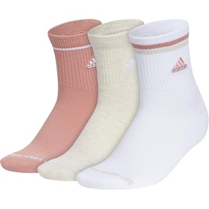 adidas Women’s Cushioned Sport High Quarter Socks (3 Pairs) Durable & Comfortable(Warm Clay Pink/Alumina/White/2)