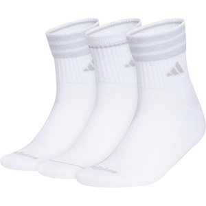 adidas Women’s Cushioned Sport High Quarter Socks (3 Pairs) Durable & Comfortable(White/3-stripe/4)