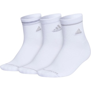 adidas Women’s Cushioned Sport High Quarter Socks (3 Pairs) Durable & Comfortable(White/Clear Onix Grey/2)
