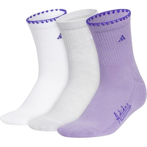 adidas Women’s Cushioned Sport High Quarter Socks (3 Pairs) Durable & Comfortable(White/Clear Onix Grey/Magic Lilac Purple/Luxe)