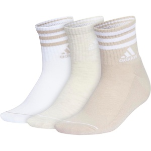 adidas Women’s Cushioned Sport High Quarter Socks (3 Pairs) Durable & Comfortable(Wonder Beige/White/Alumina Heather/3-stripe/3)