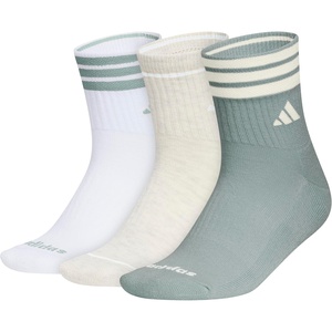 adidas Women’s Cushioned Sport High Quarter Socks (3 Pairs) Durable & Comfortable(Wonder Sage Green/Wonder White/White/3-stripe/4)