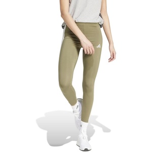 adidas Women’s Essentials 3-Stripes Cotton Leggings(Olive Strata/White)