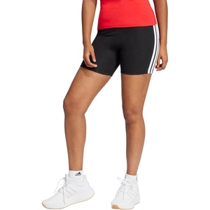 adidas Womens Essentials 3-Stripes High-Waisted Biker Shorts(Black/White)