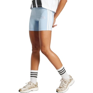 adidas Womens Essentials 3-Stripes High-Waisted Biker Shorts(Blue/White)