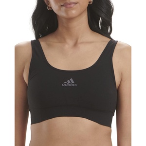 adidas Womens Micro 720 Seamless Scoop Lounge Bra with Removable Cookies(Black)