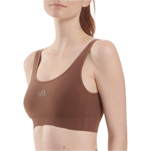 adidas Womens Micro 720 Seamless Scoop Lounge Bra with Removable Cookies(Toasted Mocha)