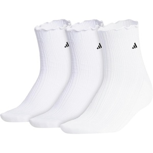 adidas Women’s Ruffle Quarter Ankle Socks (3 Pairs)(White/Black)