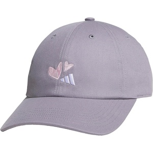 adidas Women’s Saturday Hat – Relaxed Fit Strapback Baseball Cap(Slate Grey/Clear Pink/White/With Love)