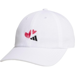 adidas Women’s Saturday Hat – Relaxed Fit Strapback Baseball Cap(White/Power Pink/Black/With Love)