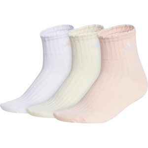 adidas Women’s Scalloped Socks (3 Pairs) Quarter Ankle Height(Blush Pink/Wonder White/Semi Ice Tangerine Orange)