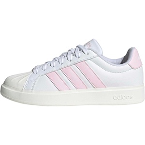 adidas Womens Streettalk Lace Up Sneakers Shoes Casual – Beige(White/Clear Pink/White)