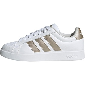 adidas Womens Streettalk Lace Up Sneakers Shoes Casual – Beige(White/Gold Metallic/White)