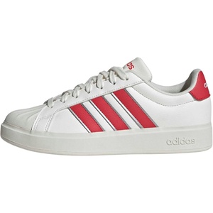 adidas Womens Streettalk Lace Up Sneakers Shoes Casual – Beige(White/Semi Lucid Red/Silver Metallic)