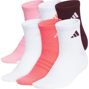 adidas Women’s Superlite Quarter Ankle Socks (6 Pairs) Lightweight & Breathable(Clear Pink/Maroon/Pure Turbo Pink/3)