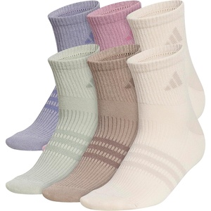 adidas Women’s Superlite Quarter Ankle Socks (6 Pairs) Lightweight & Breathable(Slate Grey/Magic Mauve Purple/Crystal Linen Beige/3)