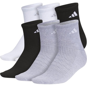 adidas Women’s Superlite Quarter Ankle Socks (6 Pairs) Lightweight & Breathable(White/Black/Grey/3)