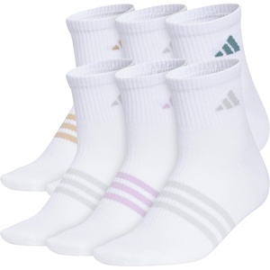 adidas Women’s Superlite Quarter Ankle Socks (6 Pairs) Lightweight & Breathable(White/Warm Sandstone Beige/Preloved Teal Green/3)