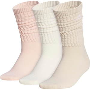 adidas womens Athletic Scrunch Crew Sock (3 Pairs) Loose Slouchy Fit(Blush Pink/Wonder White/Crystal Linen Beige)