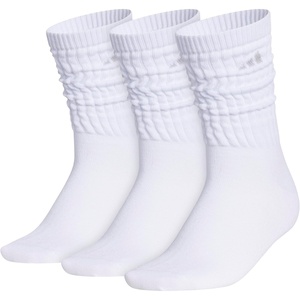 adidas womens Athletic Scrunch Crew Sock (3 Pairs) Loose Slouchy Fit(White/Clear Onix Grey)