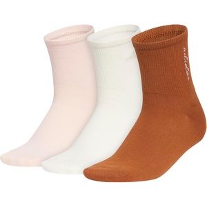 adidas womens Luxe High Quarter Sock (3 Pairs) Script Logo(Blush Pink/Wonder White/Dusky Bronze Brown)