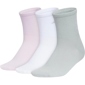 adidas womens Luxe High Quarter Sock (3 Pairs) Script Logo(Ice Lavender/White/Wonder Sage Green)