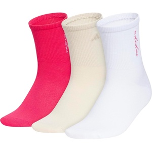 adidas womens Luxe High Quarter Sock (3 Pairs) Script Logo(Power Pink/Crystal Linen Beige/White)