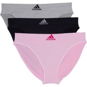 adidas womens Seamless Bikini Underwear Multipack(Pink Heather/Black/Heather Grey)