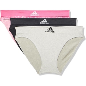 adidas womens Seamless Bikini Underwear Multipack(Pink Snake/Heather Grey/Black)