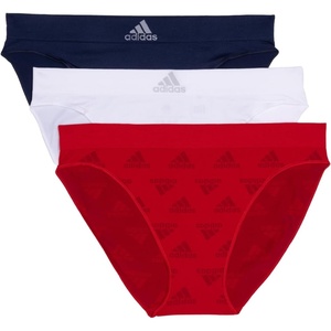 adidas womens Seamless Bikini Underwear Multipack(Vivid Red Logo/White/Night Indigo)