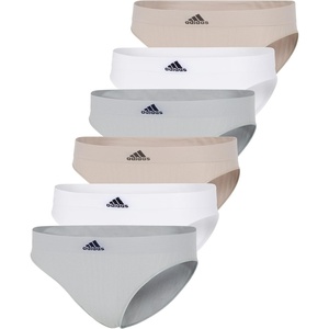 adidas womens Seamless Bikini Underwear Multipack(Wonder Silver Ribbed/White/Wonder Beige Ribbed (6 Pack))