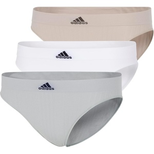 adidas womens Seamless Bikini Underwear Multipack(Wonder Silver Ribbed/White/Wonder Beige Ribbed)