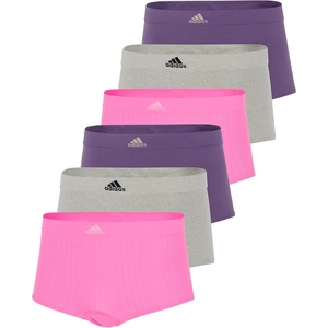 adidas womens Seamless Boyshort Underwear Multipack(Lucid Pink Ribbed/Heather Grey/Shadow Violet (6 Pack))