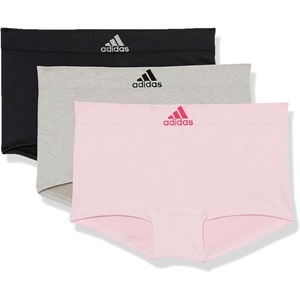 adidas womens Seamless Boyshort Underwear Multipack(Pink Heather/Black/Heather Grey)